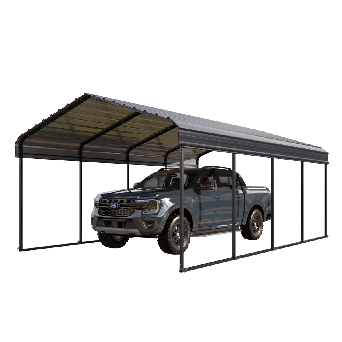 Summit Living 12 x 20 ft Outdoor Metal Carport with Galvanized Steel Roof