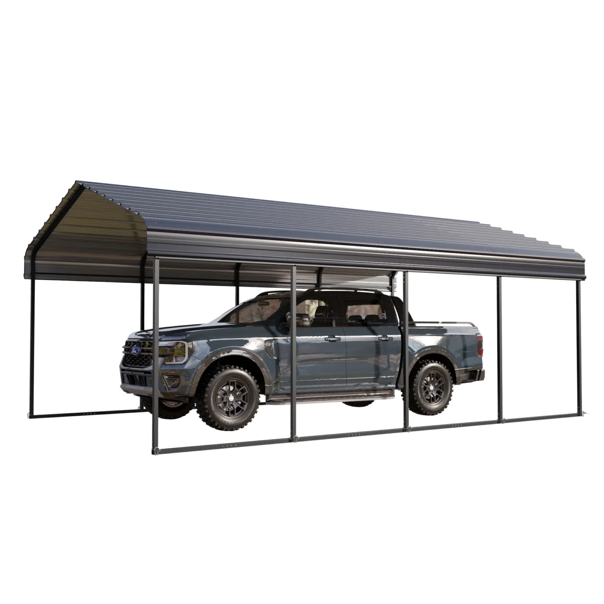 Summit Living 12 x 20 ft Outdoor Metal Carport with Galvanized Steel Roof