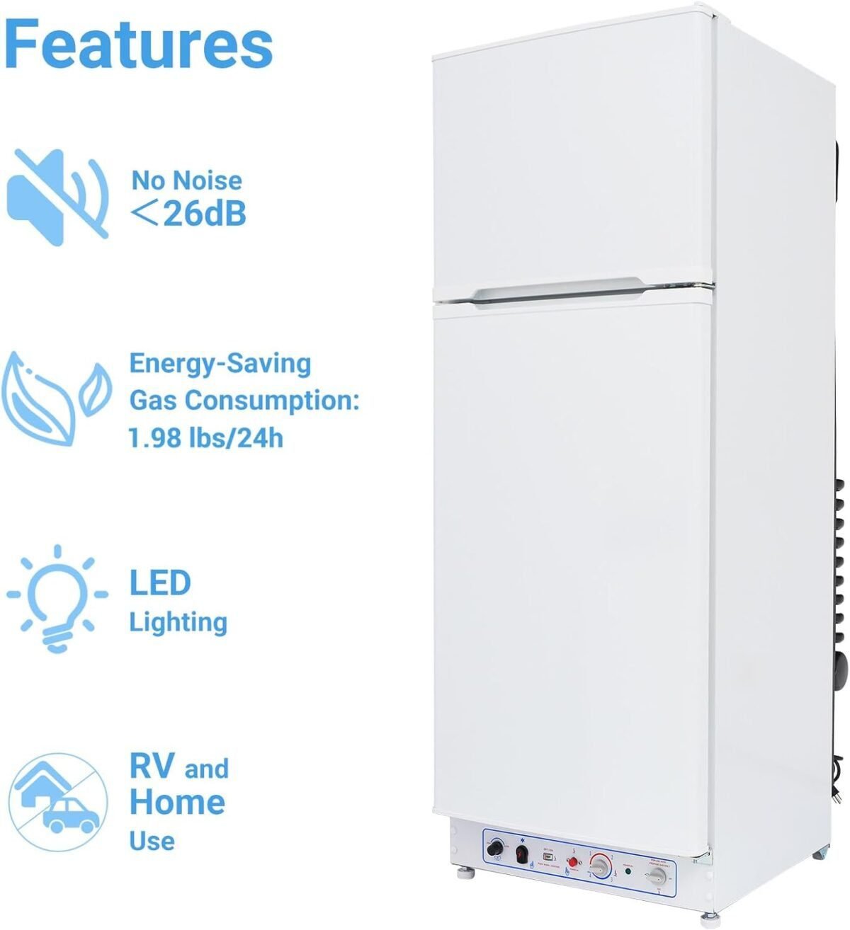 Smad Propane Refrigerator 110V/Propane Fridge Up Freezer 9.3 Cu.Ft Propane Refrigerator