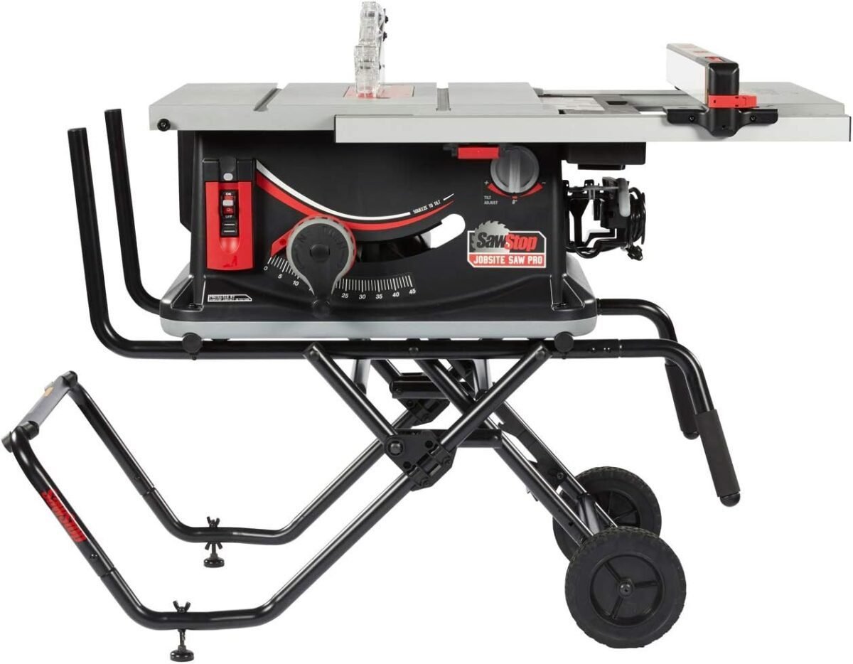 SAWSTOP 10-Inch Jobsite Saw Pro with Mobile Cart Assembly, 1.5-HP, 12A, 120V, 60Hz