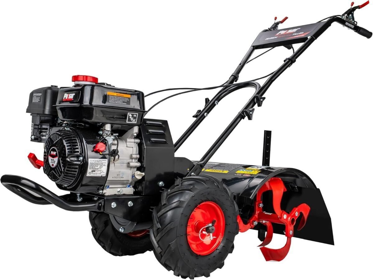 Pulsar 212cc 20-Inch Gas Powered Rear Tine Tiller with Forward/Reverse