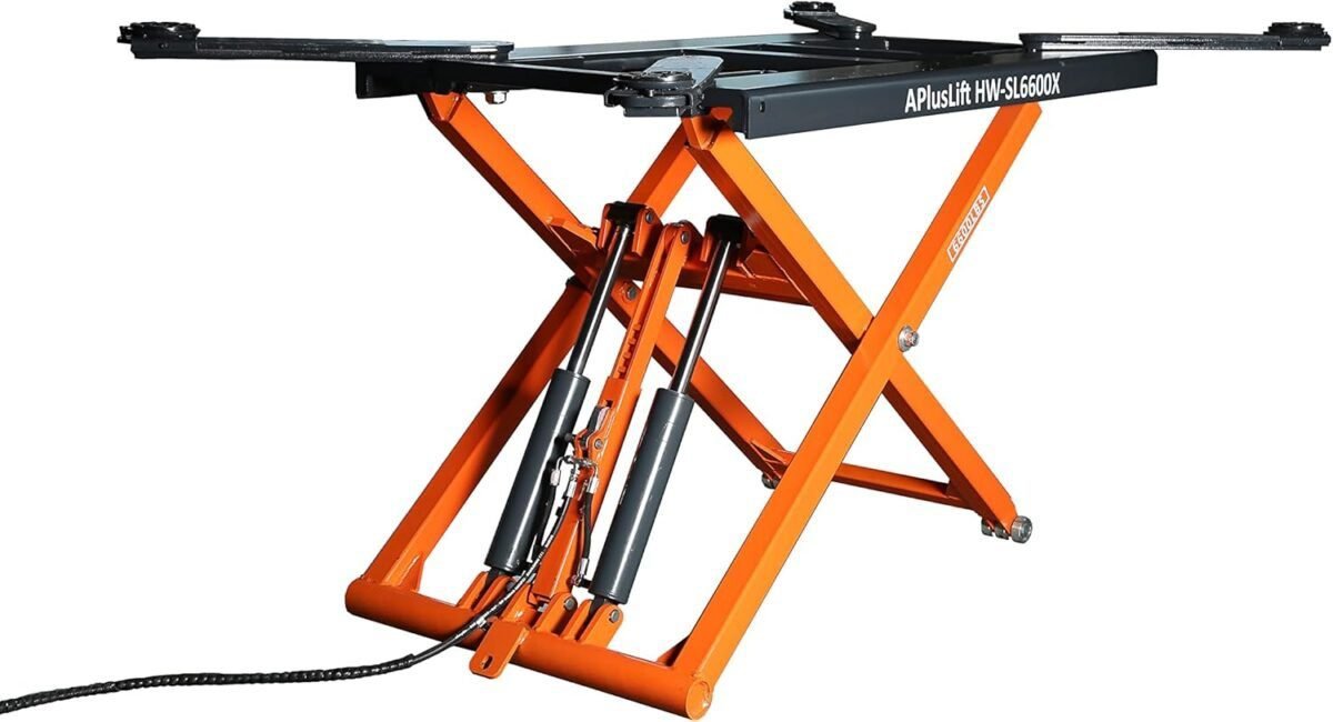 APlusLift 6600LB Portable Mid-Rise Scissor Lift 110V Power HW-SL6600X