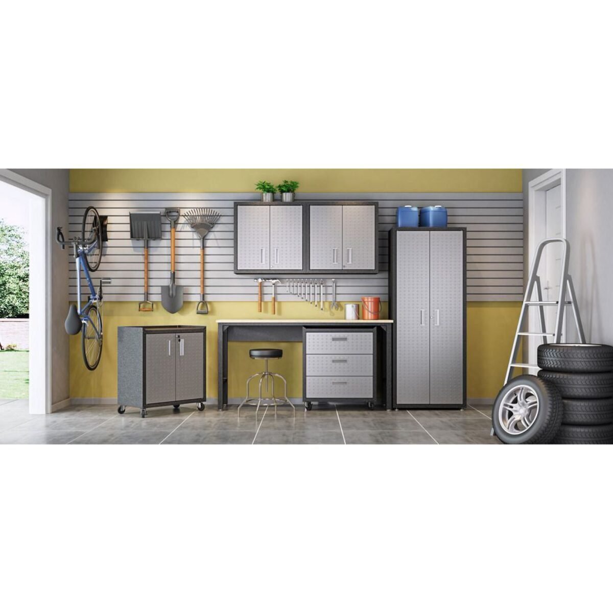 Manhattan Comfort Modern Fortress 6- Piece Garage Set With Grey Finish 6-GGGG