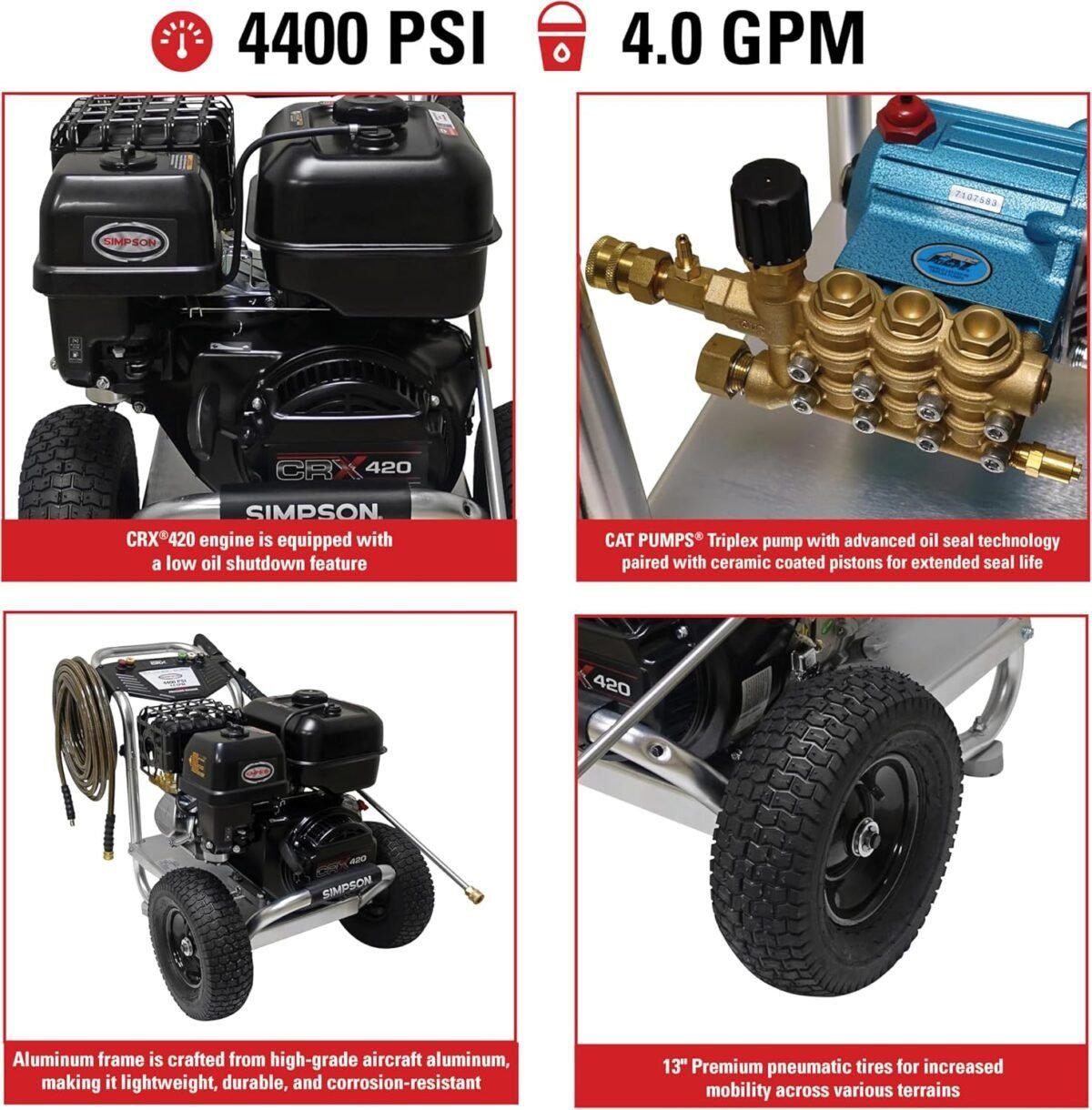 Simpson Cleaning ALH4440 Aluminum Series 4400 PSI Gas Pressure Washer