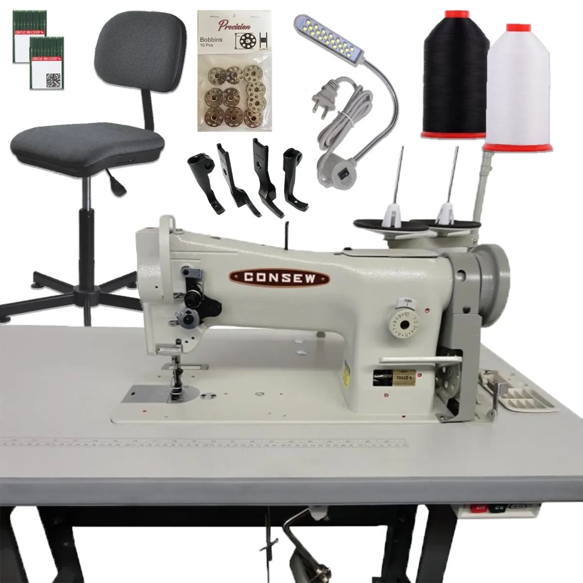 Consew 206RB-5 Adjustable Industrial Sewing Machine with Chair