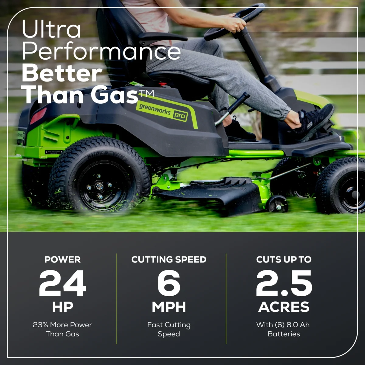 Greenworks 60V 42" Cordless Battery CrossoverT Riding Lawn Mower