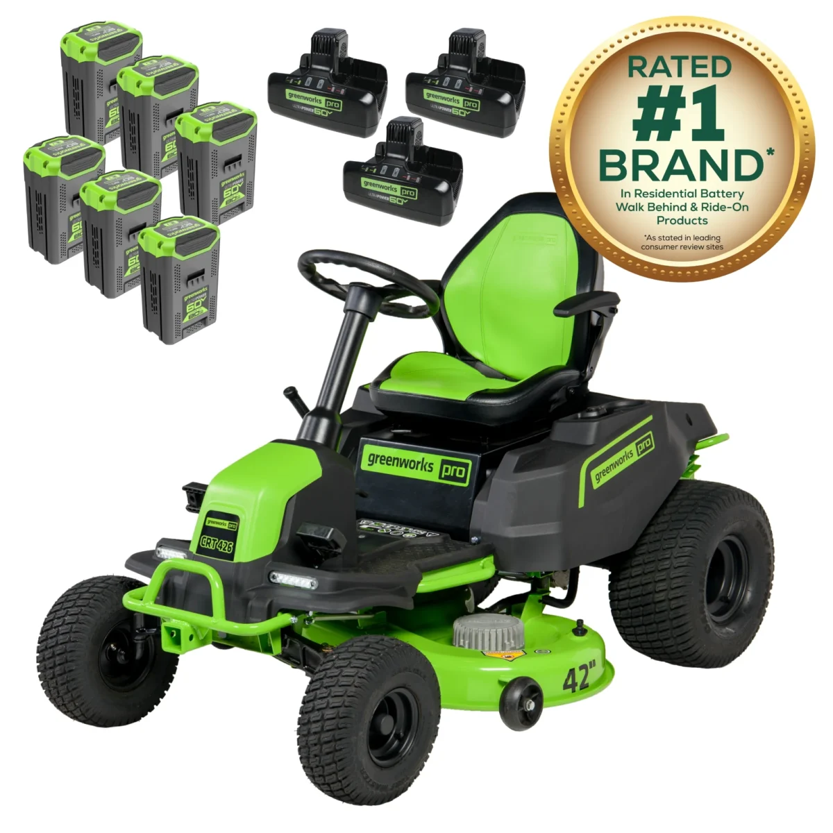 Greenworks 60V 42" Cordless Battery CrossoverT Riding Lawn Mower