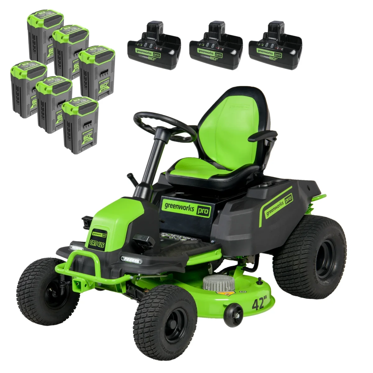 Greenworks 60V 42" Cordless Battery CrossoverT Riding Lawn Mower