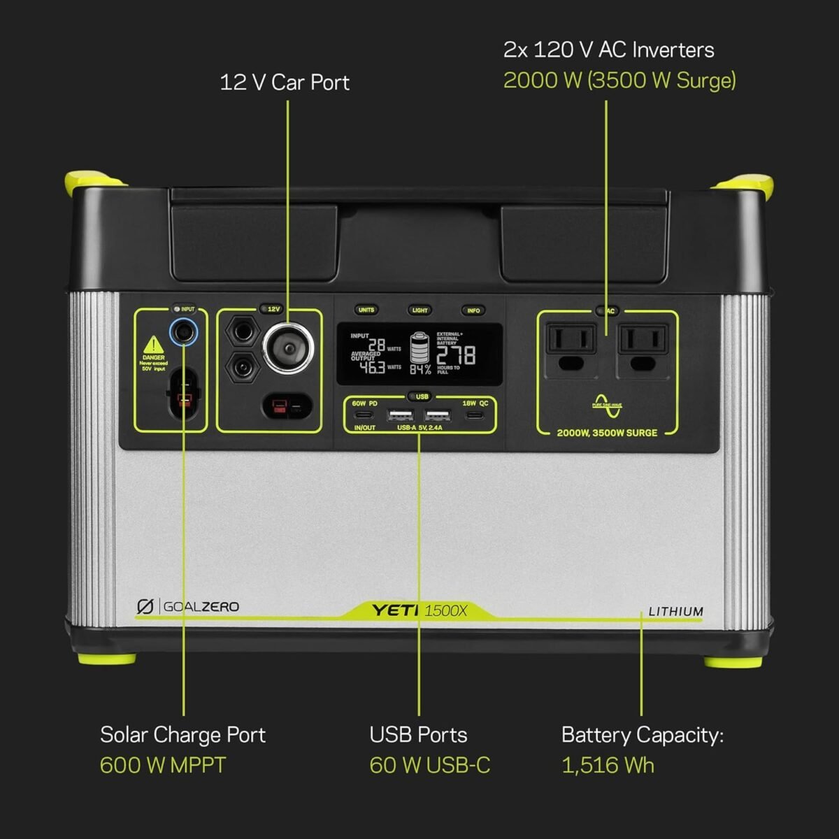 Goal Zero Yeti Portable Power Station - Yeti 1500X w/ 1,516 Watt Hours Battery Capacity