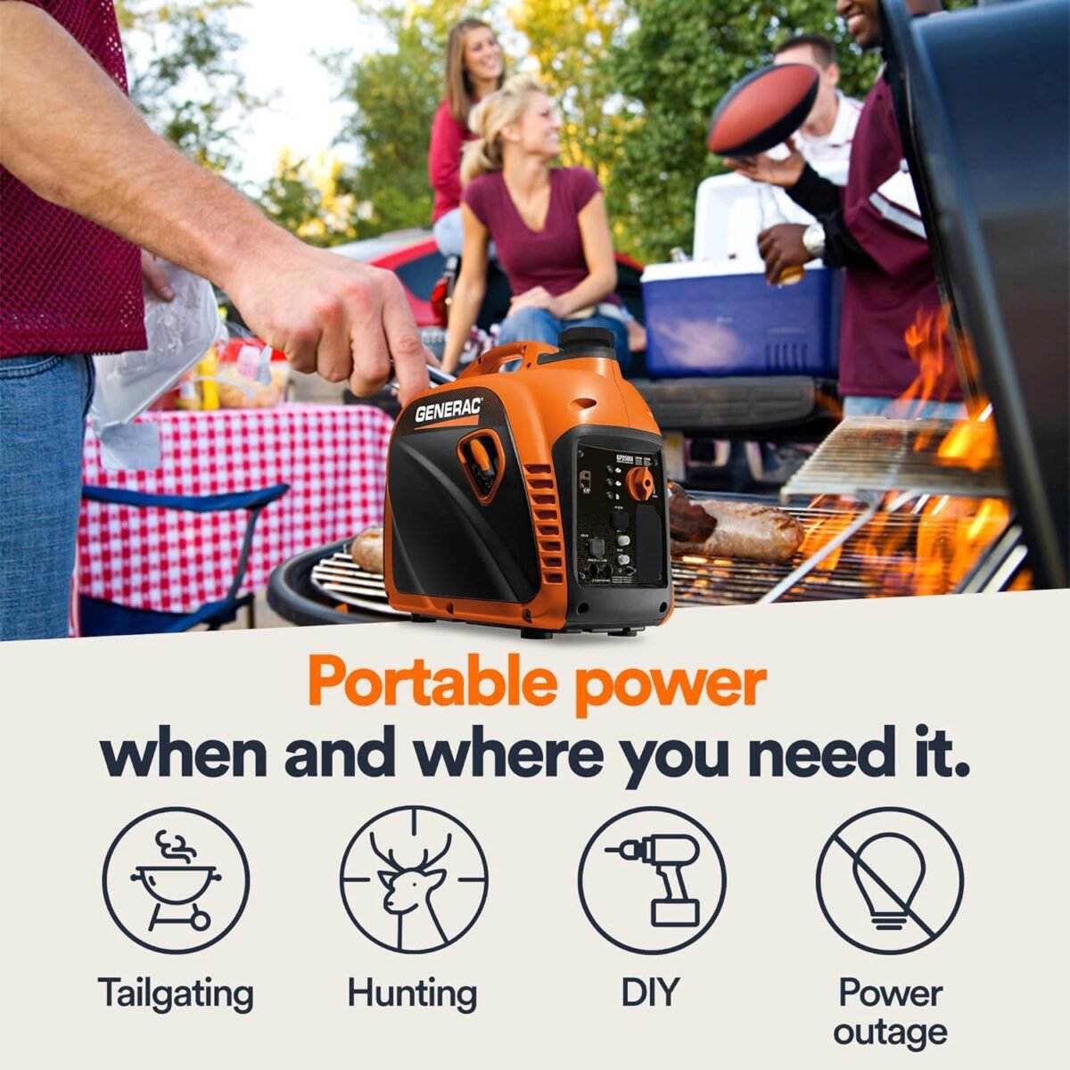 Generac 8251 GP2500i 2,500-Watt Gas Powered Portable Inverter Generator