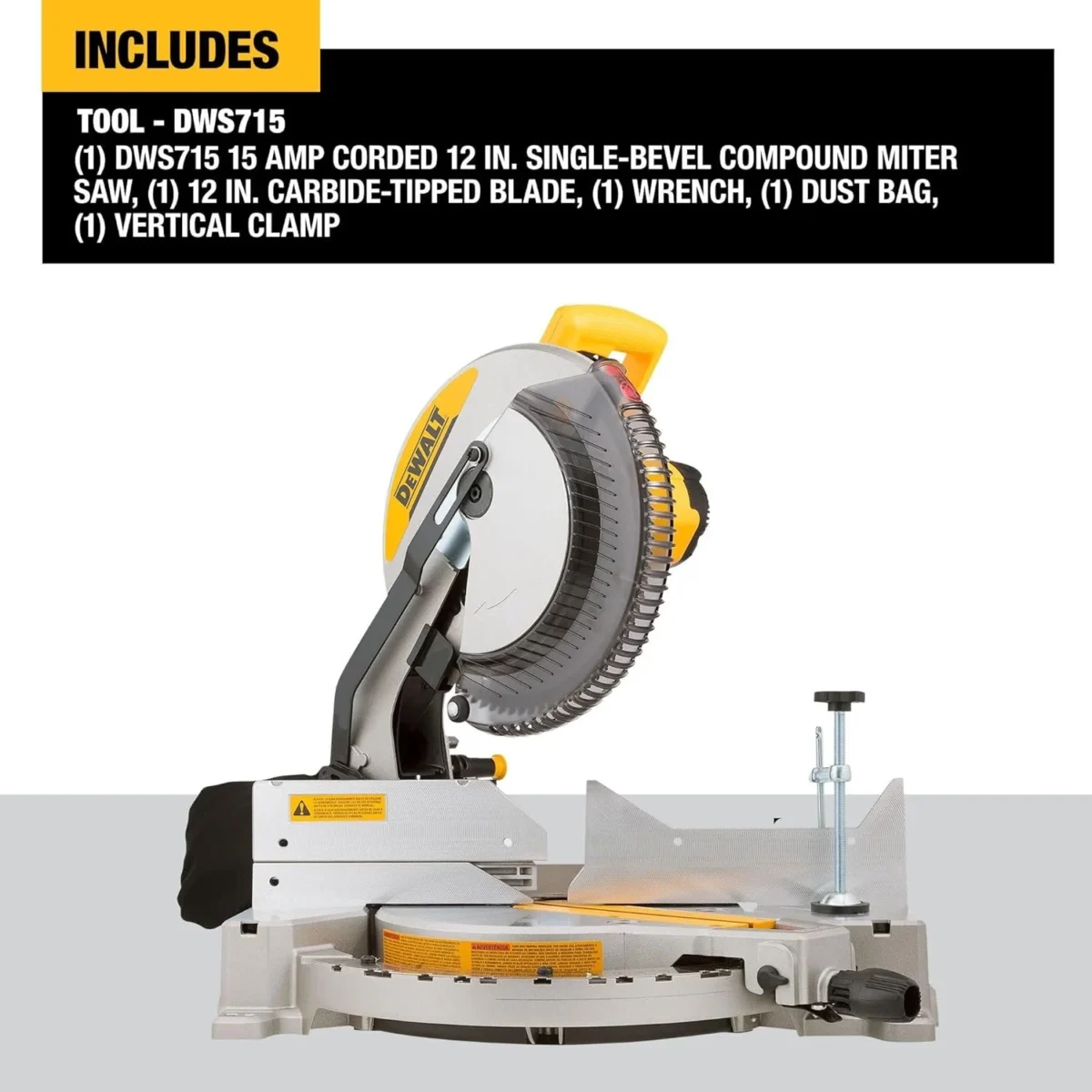 DEWALT 12-Inch Miter Saw, 15-Amp, Single Bevel, Compound DWS715