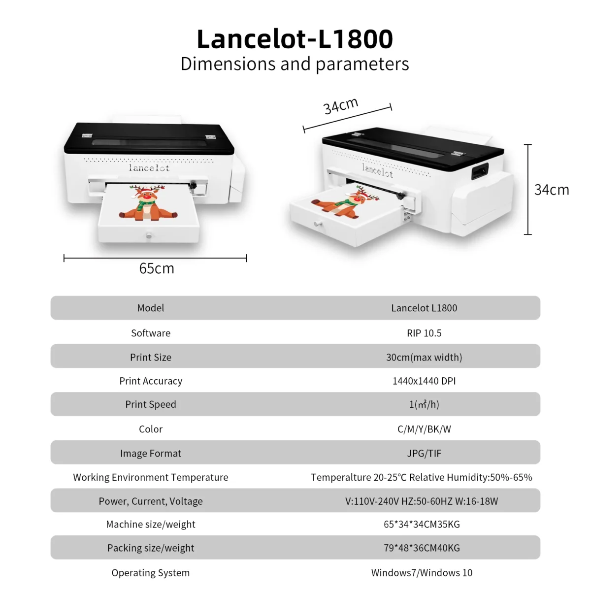 Lancelot A3 l1800 DTF Printer,DTF Printer Bundles,Inkjet Printer with Oven with Laptop for T-shirt DIY