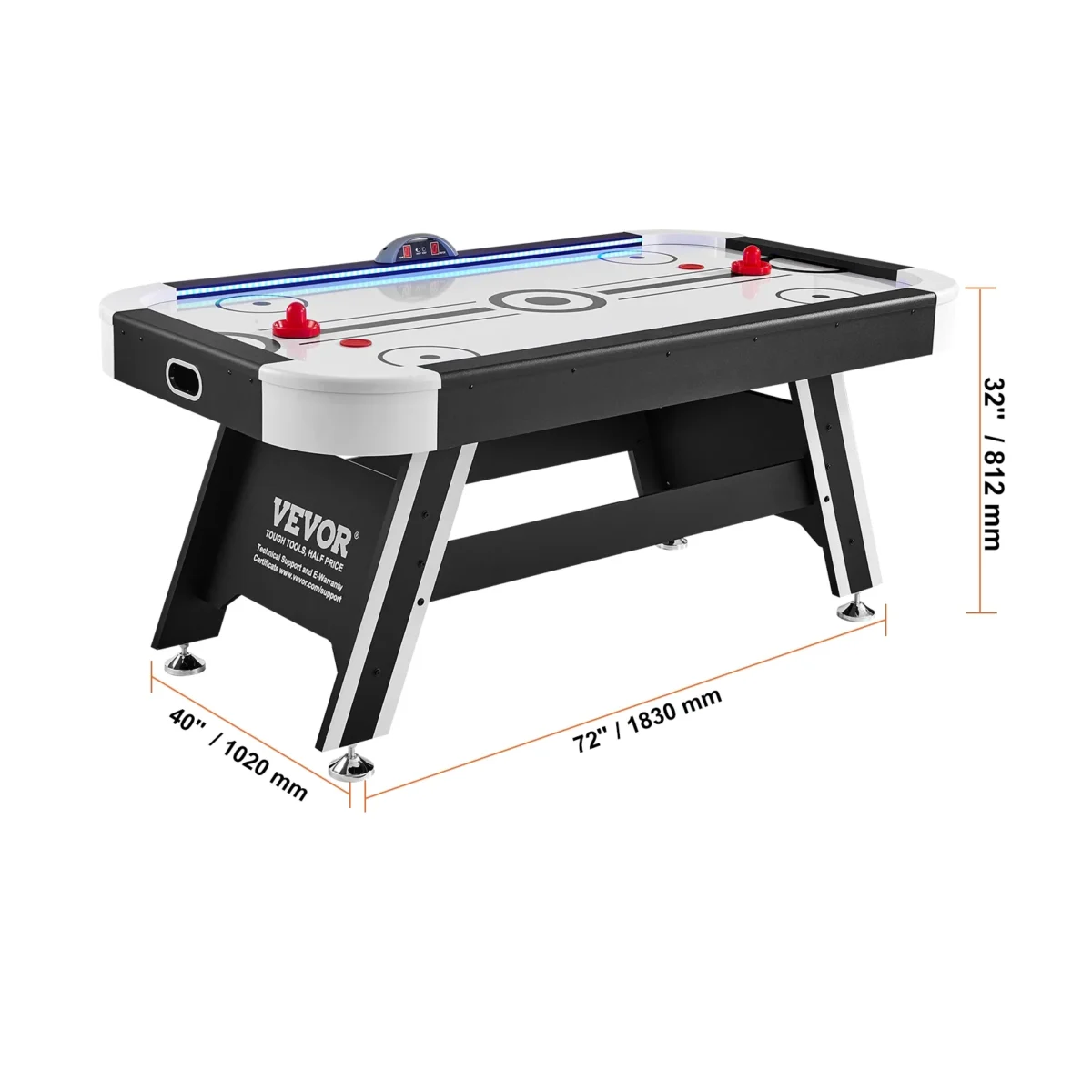 SKYSHALO Air Hockey Table, 72" Indoor Hockey Table for Kids and Adults, LED Sports Hockey Game w/2 Pucks